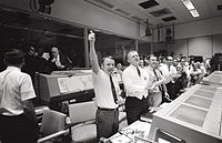 Mission Control Celebrate the Successful Return of Apollo 13 to Earth