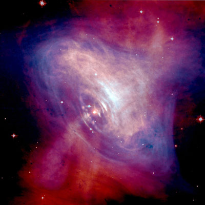 Matter and Antimatter Propelled at Near Speed of Light by The Crab Nebula Pulsar