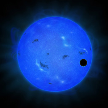 Artists Concept of The Transit of GJ 1214b in Blue Light